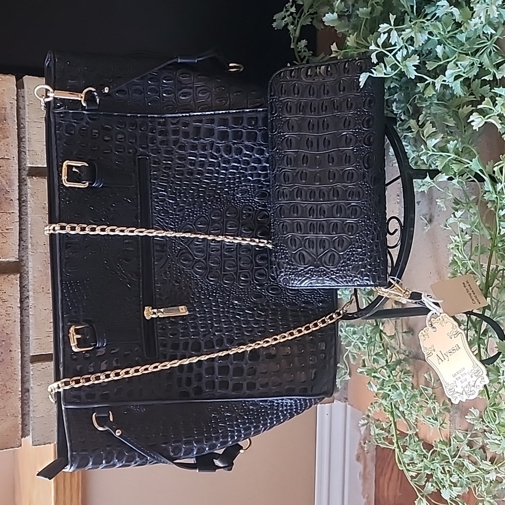 Alyssa Los Angeles New York Milan 2 Piece set Bag and Matching Wallet  NWT